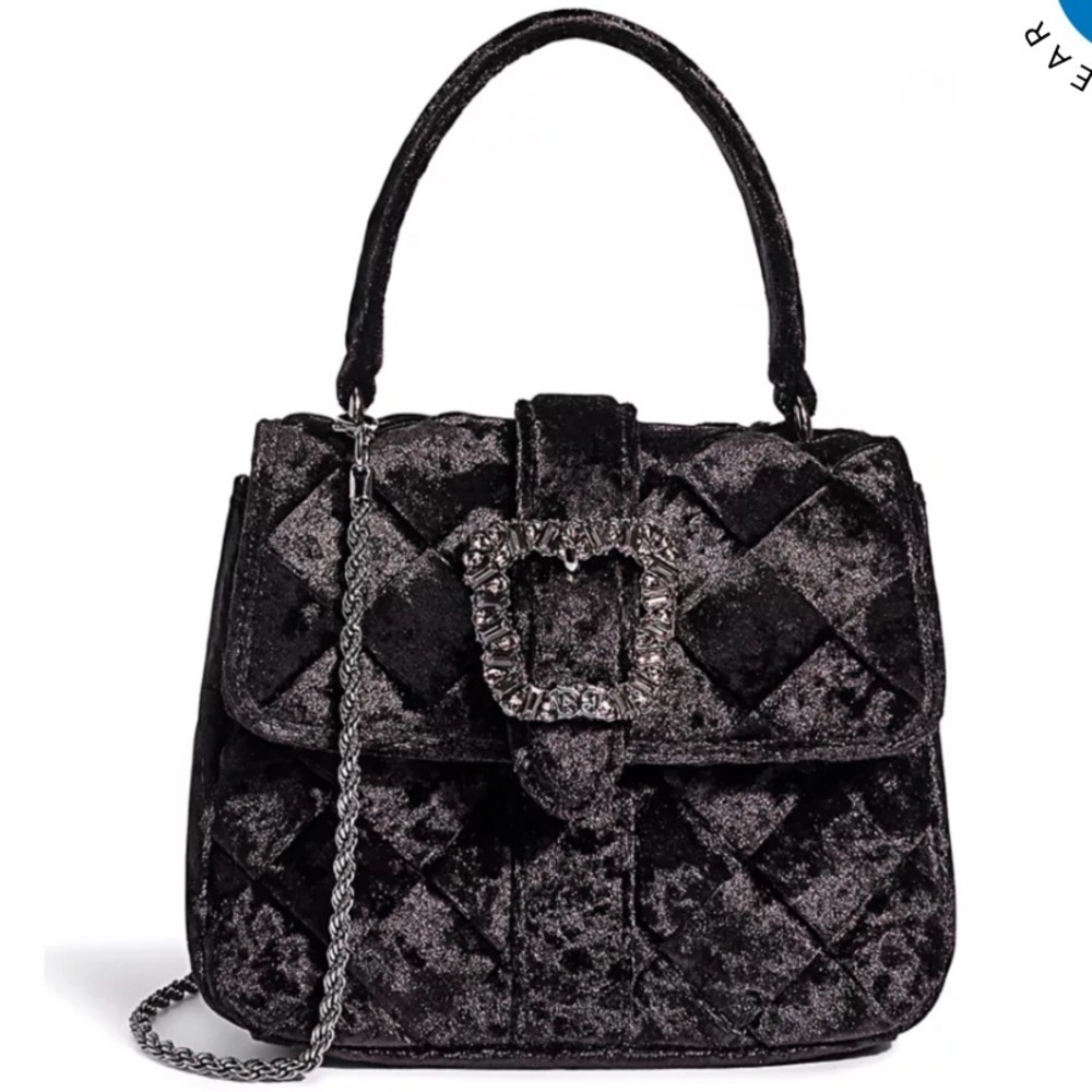 NEW SAM BRIT CRUSHED VELVET TOP HANDLE SHOULDER BAG BLACK
NWT!!